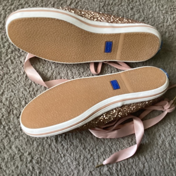 Kate Spade Keds, Size 8, Pink Bling, Satin Laces - Picture 2 of 4